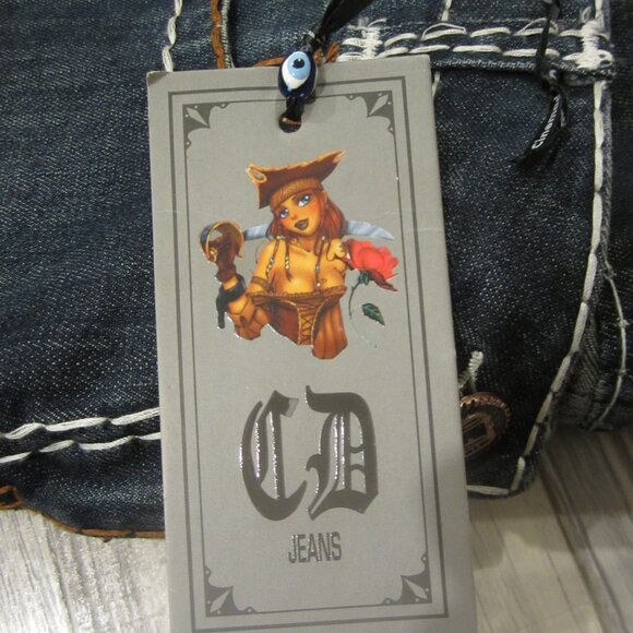 Cinema Donna Embroidered Dragon & Roses Vintage Jeans - Picture 6 of 6